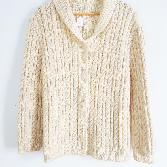 Vintage Cozy Pure Wool Fisherman's Sweater Made in England Heavy Wool Size M - Picture 3 of 10